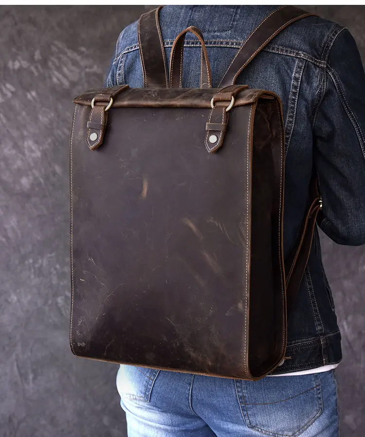 Винтажный Мужской Байкерский натуральный кожаный рюкзак Oli из натуральной кожи, женский рюкзак для ноутбука, сумки для путешествий, мужской рюкзак