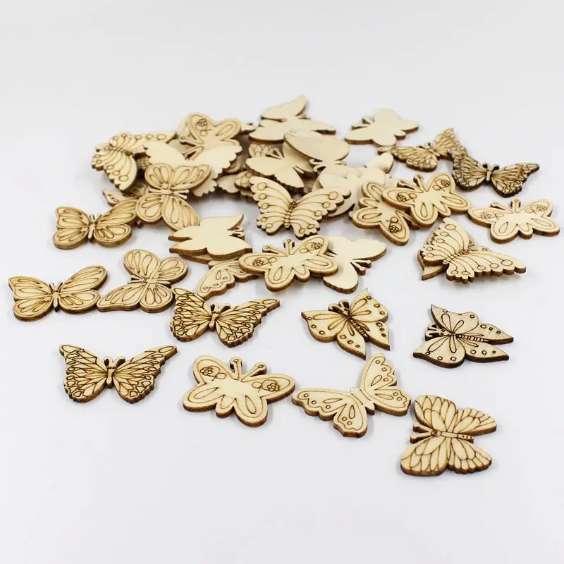 

10/30pcs Natural Wood Button Sewing wooden buttons Butterfly shape Wood chip Craft Accessorie Buttons scrapbooking