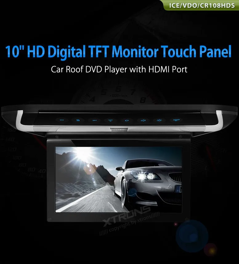 Cheap 10" Flip Down Car DVD Car Roof DVD Roof Monitor Car DVD with Built-in HDMI Port & Sleek/Elegant Touch Panel Design 0