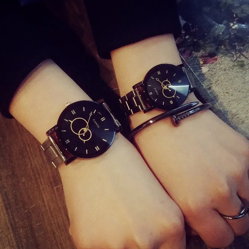 

2019 New Korean VersionTrend Simple Personality Retro Original Style Student Male and Female Quartz Steel Belt Couple Watch Pair