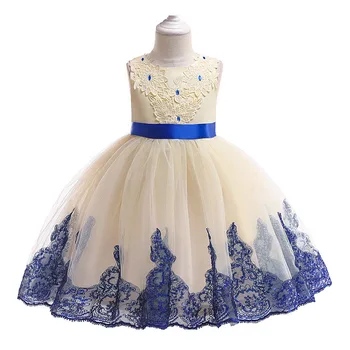 

6270 Diamonds Embroidery Princess Costume Baby Girls Dresses Summer Wedding Party Kid Dress For Girl Wholesale baby girl clothes