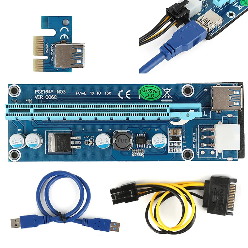 

2017 New 60cm USB 3.0 PCI-E Express 1x to 16x Extender Riser Card Adapter SATA 6Pin Power Cable Blue GHMY