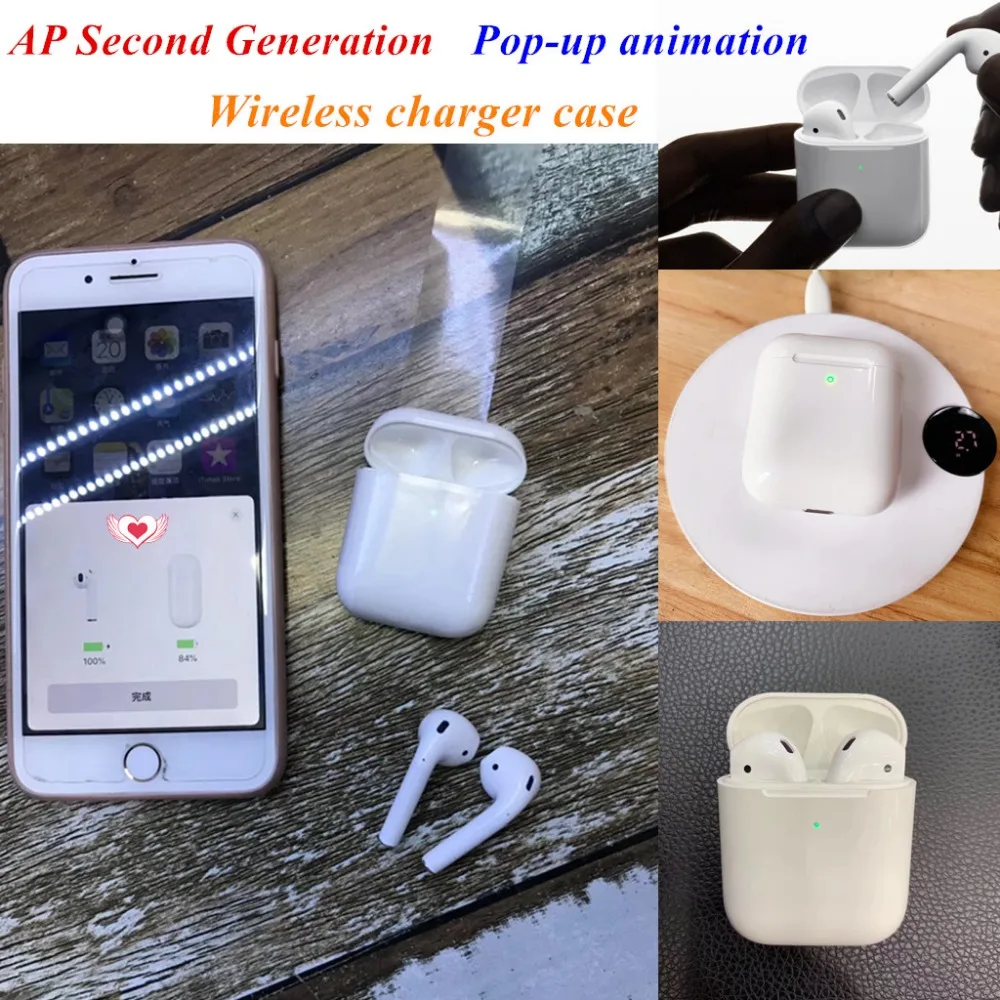 

1pcs/Newest W1 chip AP 2nd Generation Pop up Animation TWS Wireless Bluetooth Earphone Connect Headphone Earbuds charging case