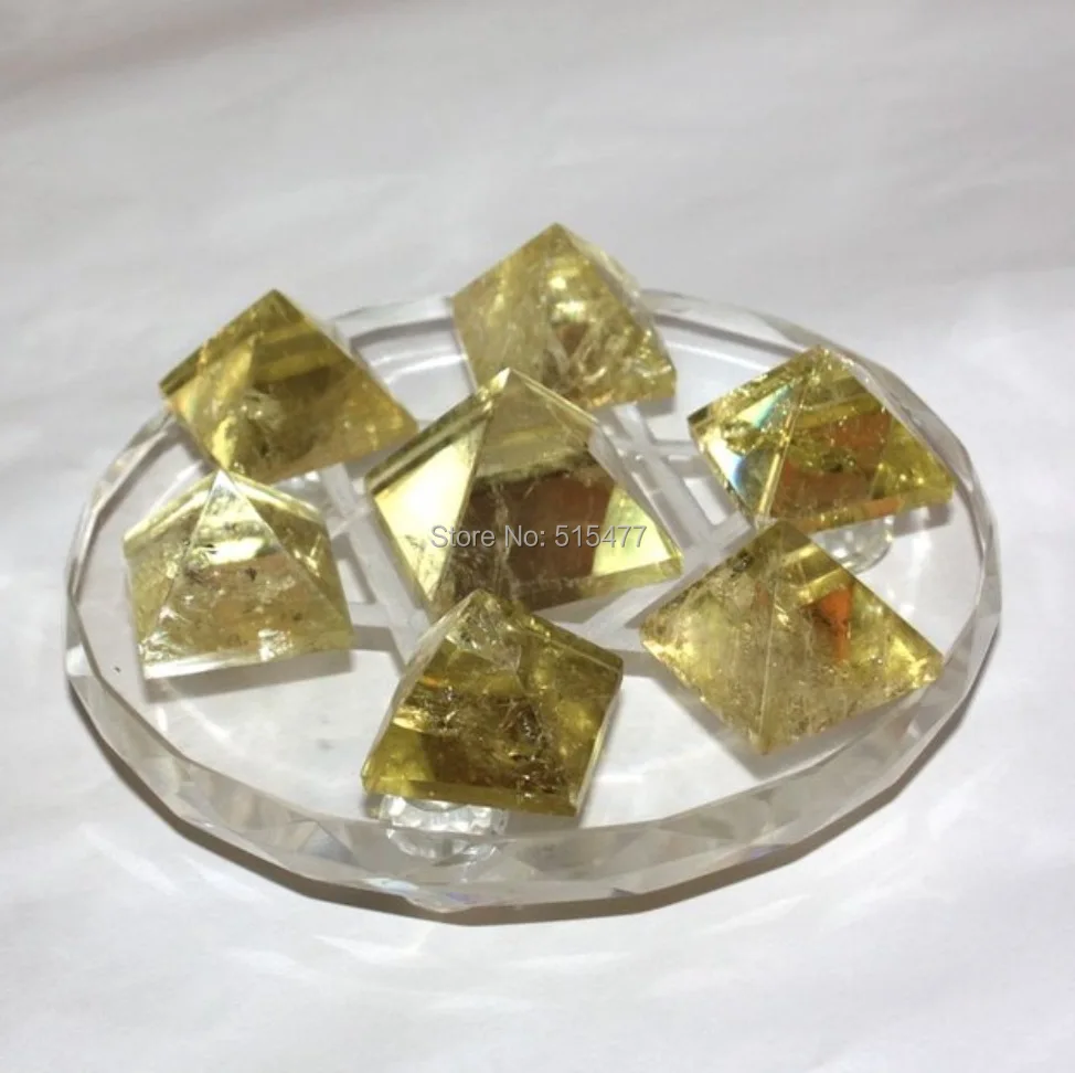Natural yellow crystal pyramid seven array yellow crystal pyramid lucky