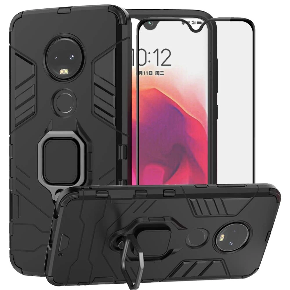 Чехол для Motorola Moto G7 Plus армированный чехол с кольцом держателем и подставкой