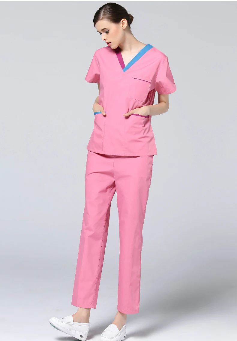 Viaoli новая Хирургическая Одежда с коротким рукавом, одежда для мужчин и женщин, одежда для врача, одежда для медсестры, операционная комната, фиолетовое, розовое платье