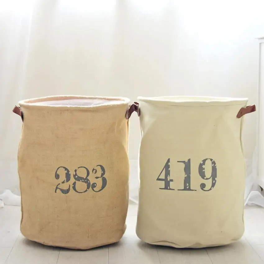 Jute canvas cotton rope Foldable Bathroom Dirty Clothes Laundry Storage