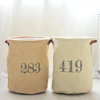 

Jute canvas cotton rope Foldable Bathroom Dirty Clothes Laundry Storage Buckets Bags Kids Toy Double layer thick Storage Basket