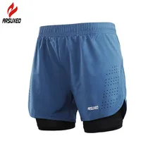 ARSUXEO 2-in-1 Men’s Running Shorts with Waist Rope Quick Dry Zipper Pocket Marathon Sports Fitness Gym Shorts with Long Linner