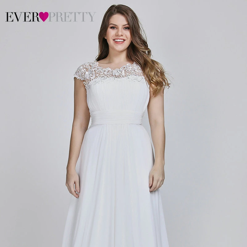 Vestido De Noiva Ever Pretty размера плюс элегантные шифоновые кружевные аппликации белые свадебные платья для женщин Свадебное платье для беременных