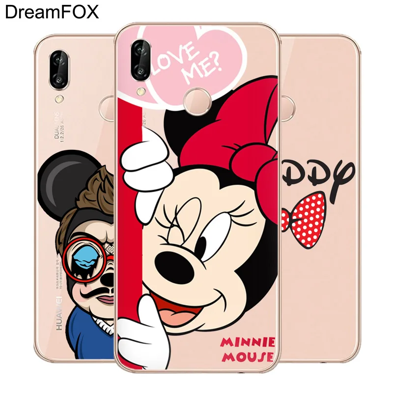 

DREAMFOX L299 New Fashion Mickey Mouse Soft TPU Silicone Case Cover For Huawei Honor 6A 6C 7X 9 10 P20 Lite Pro P Smart 2019