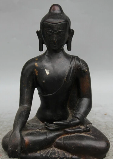 

dr524 9" Tibet Buddhism Purple Bronze Seat Shakyamuni Amitabha Buddha Sakyamuni Statue