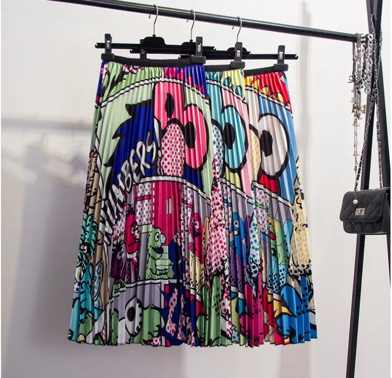 ATKULLQZ Женская юбка с эластичным поясом и животным узором осенняя и зимняя новая забавная длинная юбка с принтом из мультфильма