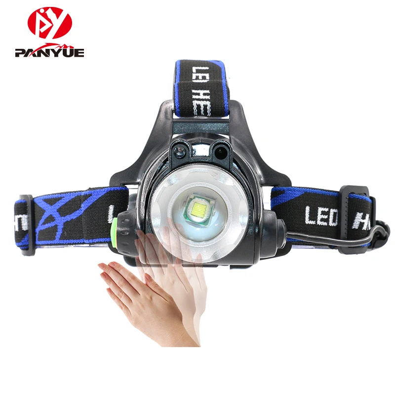 Goede PANYUE 10 stks Camping Running Head Lamp Licht Sensor Koplamp XML T6 18650 USB Oplaadbare High Power Koplamp