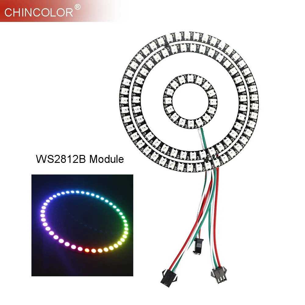 WS2812B СВЕТОДИОДНЫЙ модуль Led пиксель полосы светильник доска DC5V 5050 SMD RGB индивидуальные адресная система кольцо 16/35/45 светодиодов на нескольких Цвет JQ