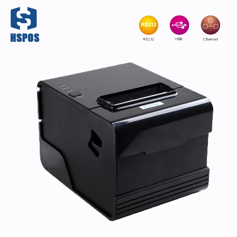 

80mm thermal printer with auto cutter qr code usb serial lan port pos receipt high quality printing machine support Win10