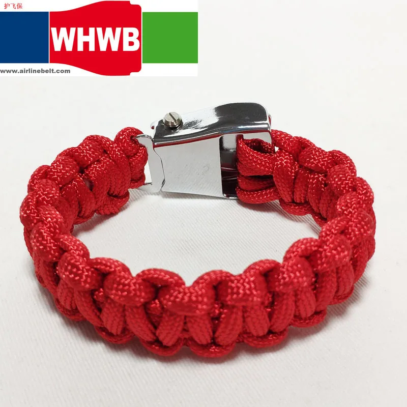 AIRBUS BEOING white aircraft airplane airline safety belt buckle red rope Characteristic knitting bracelet /hand chain/Paracord