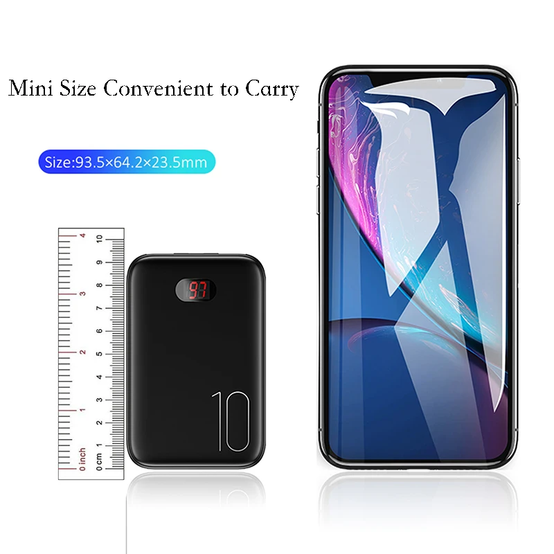 Мощность банка для xiaomi mi iPhone USAMS Мощность банк mi ni 10000 мАч светодио дный Дисплей Dual USB Мощность Bank внешняя Батарея Быстрая зарядка