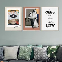 Европейские Модные Винтажные плакаты, картины на холсте, креативные абстрактные принты для лица, настенные художественные картины для гостиной, украшения для дома