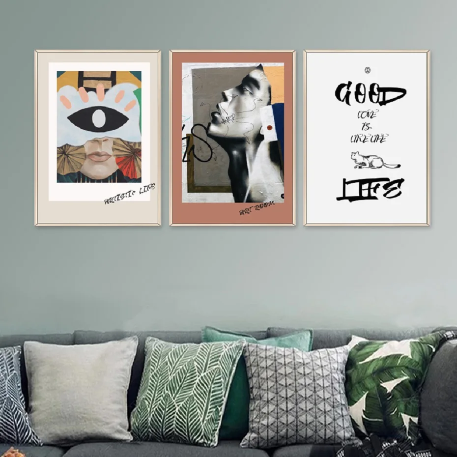 

Europe Fashion Vintage Posters Canvas Paintings Creative Abstract Face Prints Wall Art Pictures Living Room Home Decoration