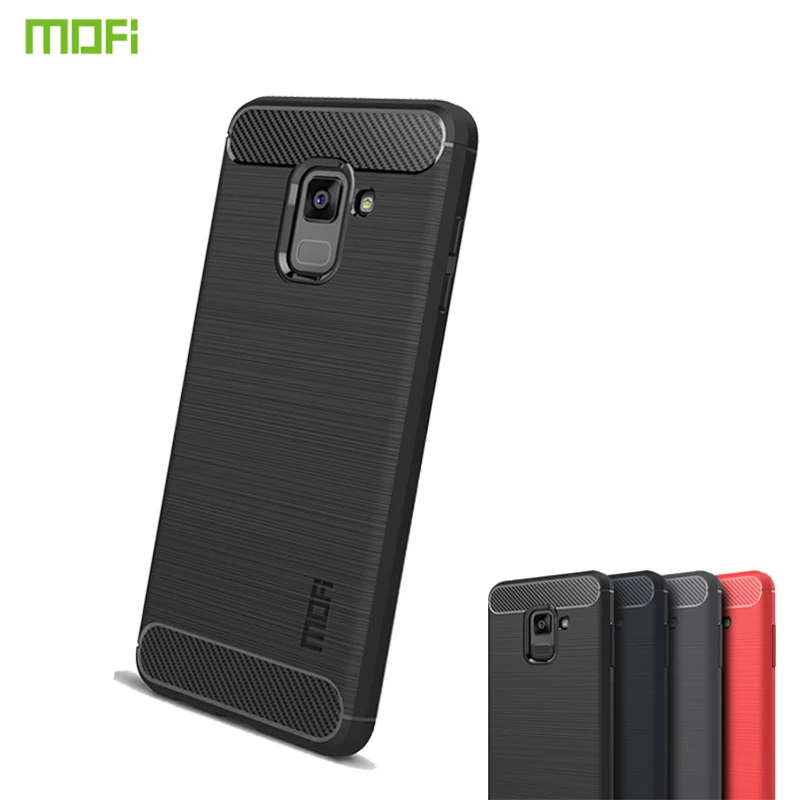 

MOFi Phone Cases For Samsung Galaxy A8 2018 A530F Case Armor Shockproof Cover Carbon Fiber Silicon TPU Cover For Samsung A8 2018