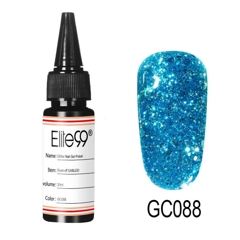 GC088 Elite99 блестящий гель для ногтей с блёстками лак 30 мл ногтей искусство замочить УФ светодиодный для маникюра геллак полуперманентный лак - Цвет: GC088