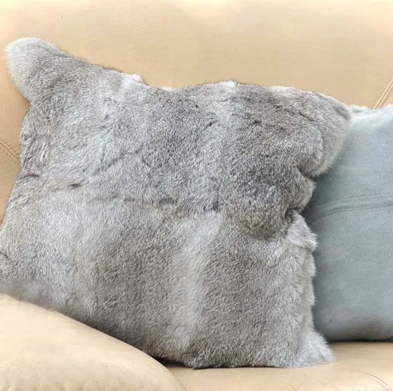 Wholesale Cheap Price Natural Grey Plush Rabbit Fur Throw Pillow Cool Rabbit Fur Pillow Cover Wholesale Cheap Price Natural Grey Plush Rabbit Fur Throw Pillow Cool Rabbit Fur Pillow Cover