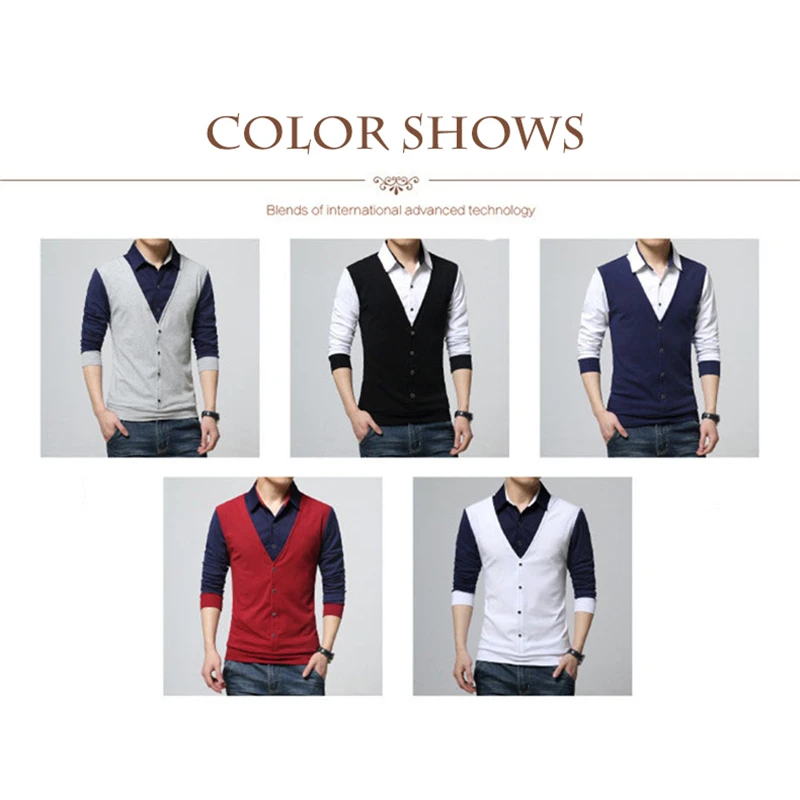 Najtaniej BROWON marka jesień męskie koszulki moda 2019 fałszywe dwie odzież designerska fajne koszulki mężczyźni koszulka z długim rękawem Casual mężczyzna