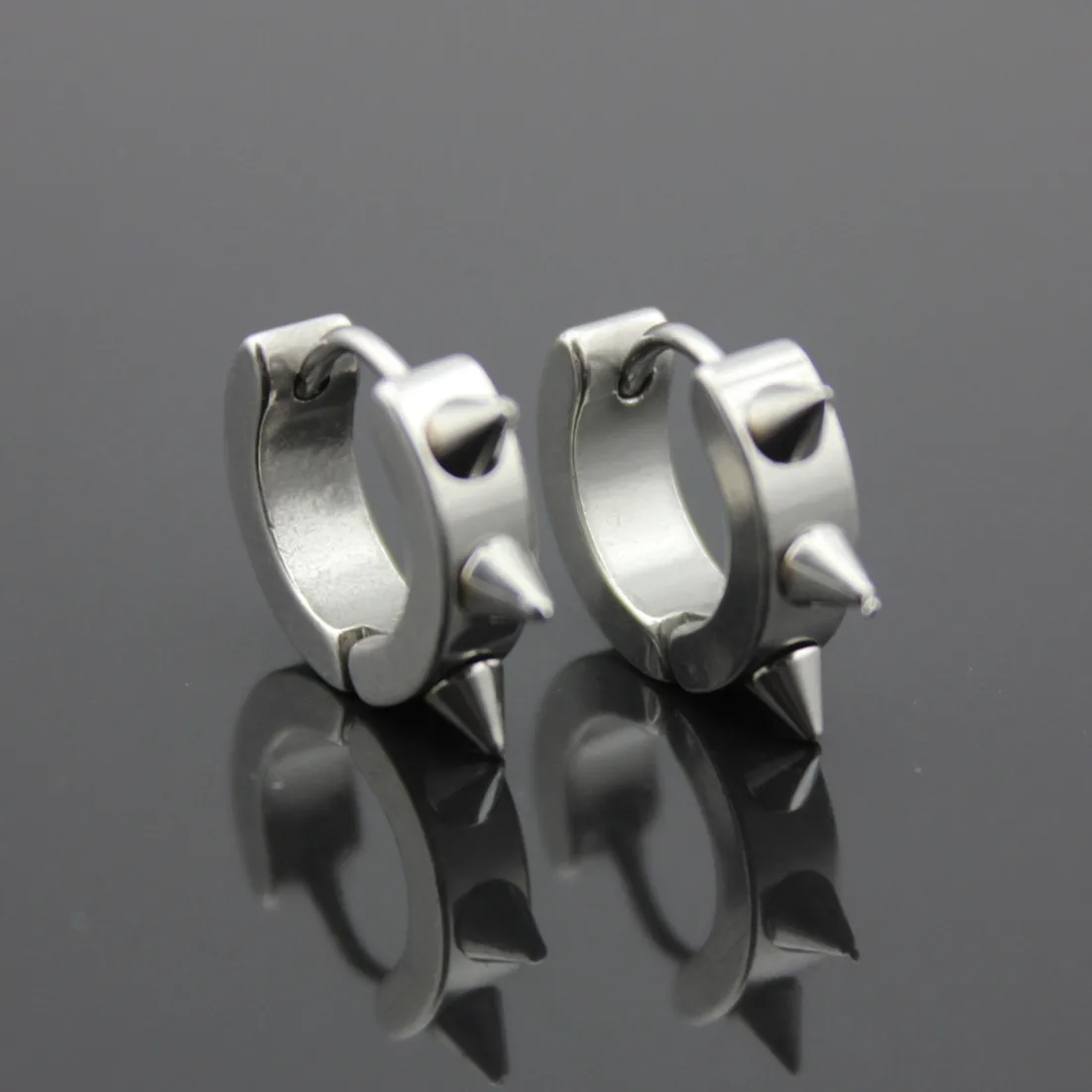 Black Gothic Punk Stud Earrings For Women Men 316L Stainless Steel