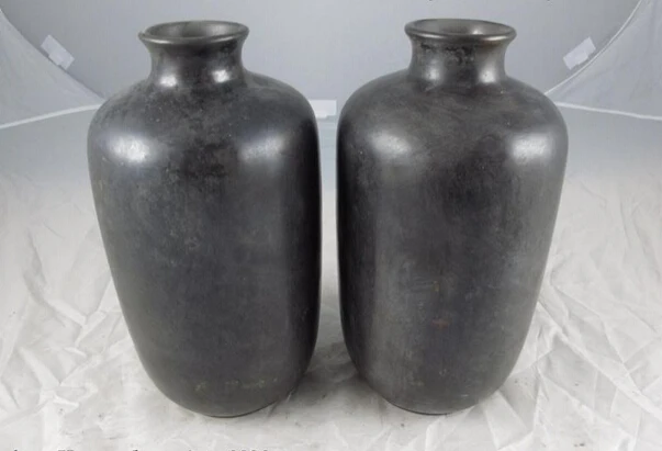 

Elegant old S1625 10 Chinese Folk collect Old Copper Bronze Pot Tank Jar Crock Bottle Vase Pair (A0321)