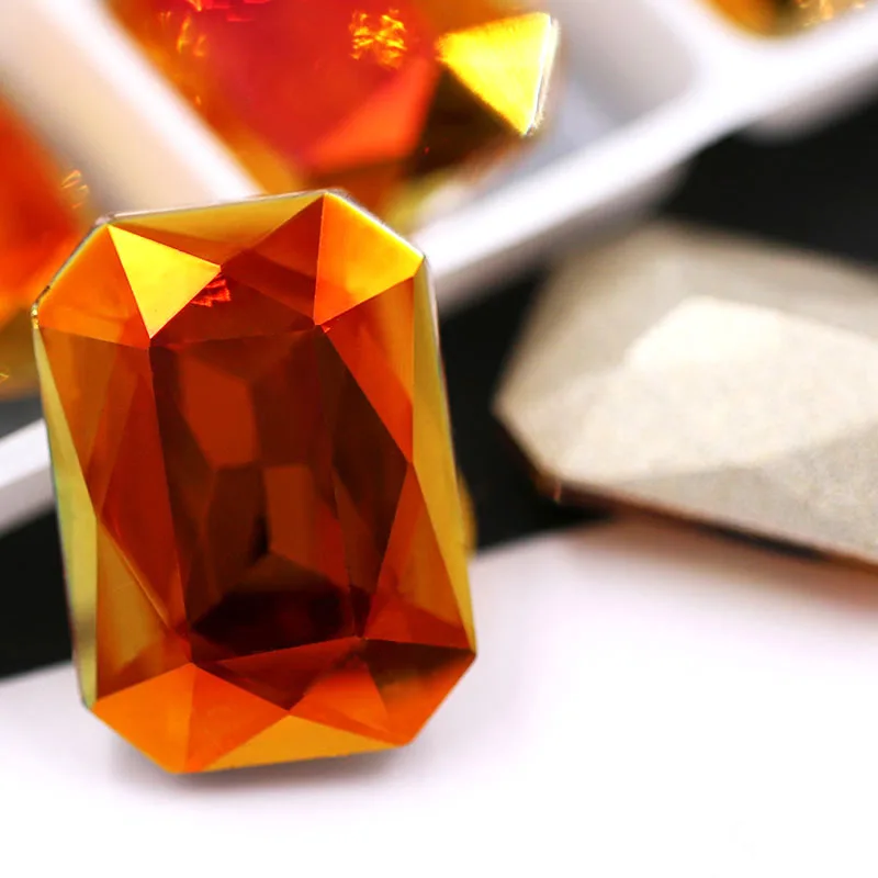 

New Crystal copper Rectangular octagonal shape pointback glass rhinestones crystal strass diy clothing Accessories
