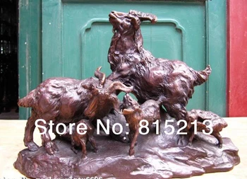 

bi00706 11 Chinese Superb Pure Copper Bronze Fengshui Lucky Five goat sheep Statue AAA