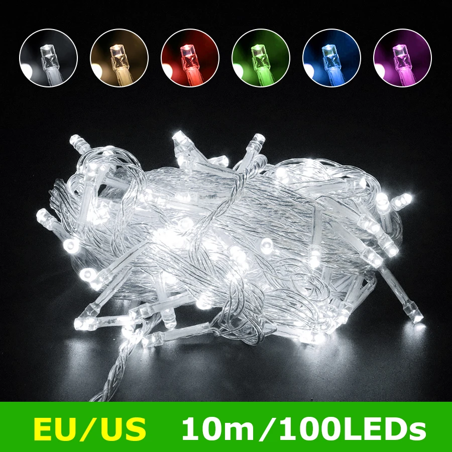 10M 100Leds String Lights 110v or 220v Holiday Party Wedding Decoration Lamp Festival Christmas