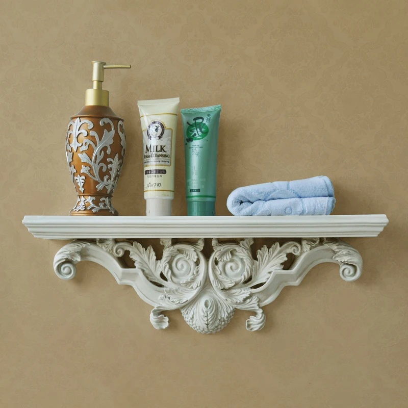 European style carved wooden shelves, wall racks, creative partitions