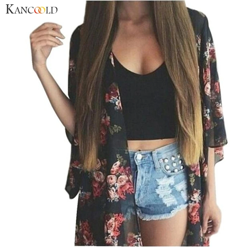 

Modern Summer Autumn Fashion Women Floral Printed Chiffon Kimono Cardigan Shawl Blouse Tops Loose Cover Up drop shipping Junn30