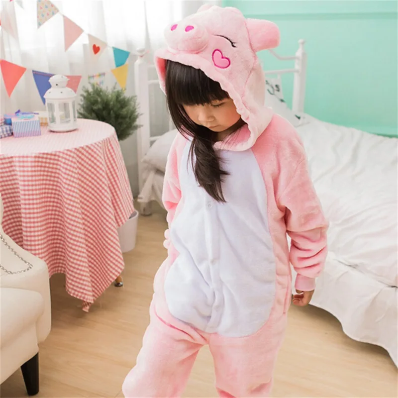 

Kigurumi Pig Pajama Pink Onesie Lovely Cartoon Animal Cosplay Costume Winter Party Pajama Sleepwear Flannel Soft Cute Kids
