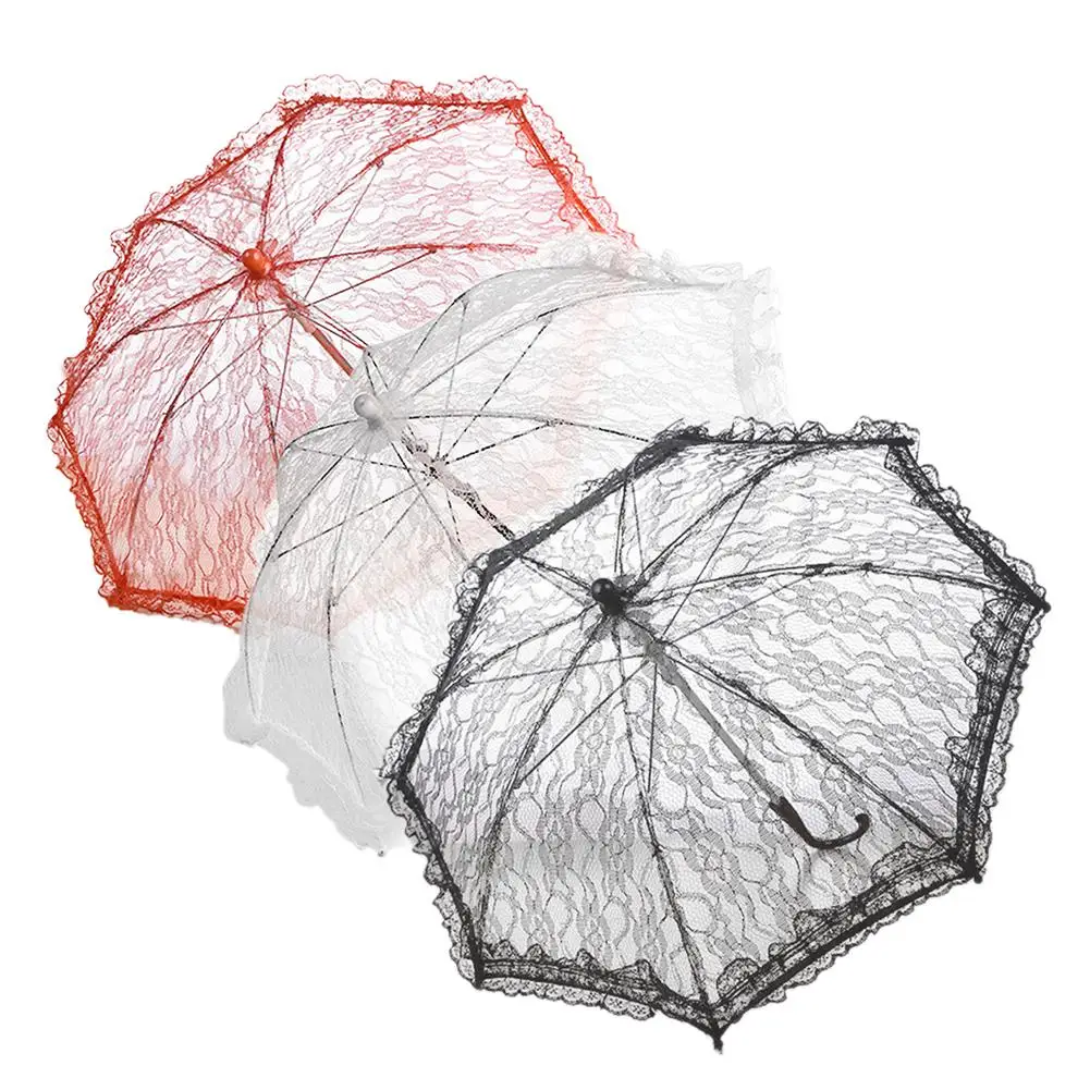

Wedding Flower Decorative Umbrella European And American Style Bride Lace Photography Stainless Steel Long Handle Lace Umbrella
