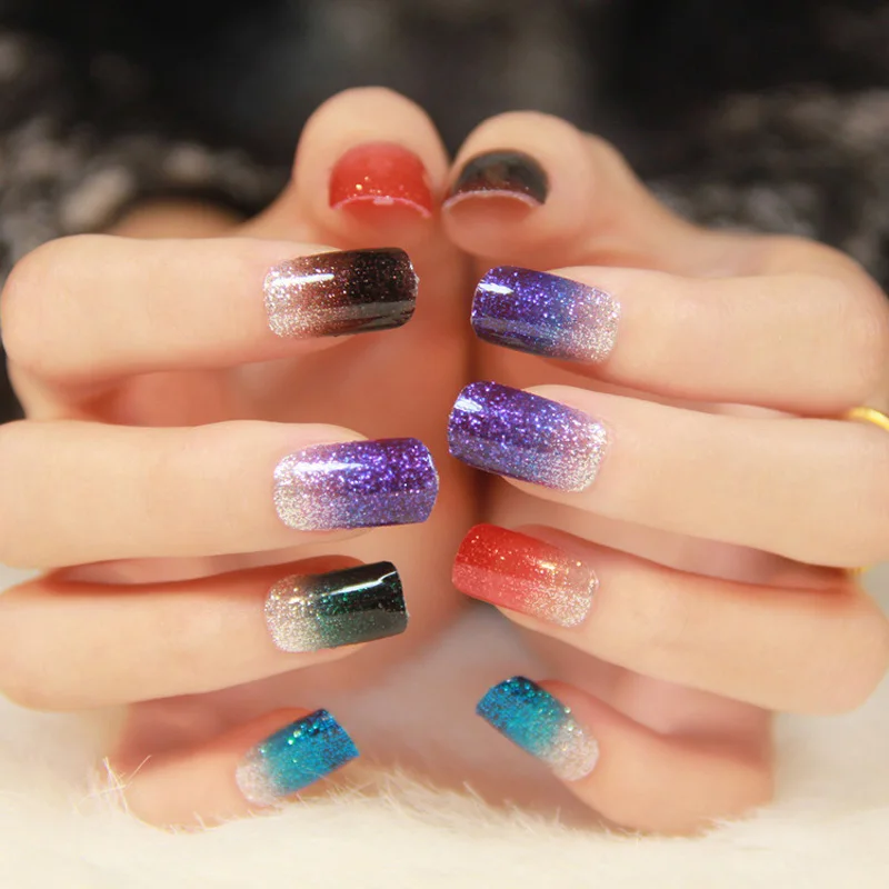 

1pcs Gradient Color Glitter Powder Nail Art Sticker DIY False Nail Art Decals Manicure Tips Adesivos de unha Nails Accessoires