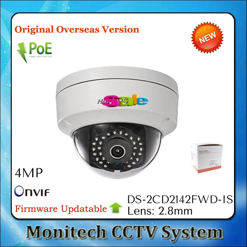 Newest Overseas Version Updatable DS-2CD2142FWD-IS ONVIF POE 4MP HD 1080P H.264 Audio Alarm I/O Network CCTV Security IP Camera