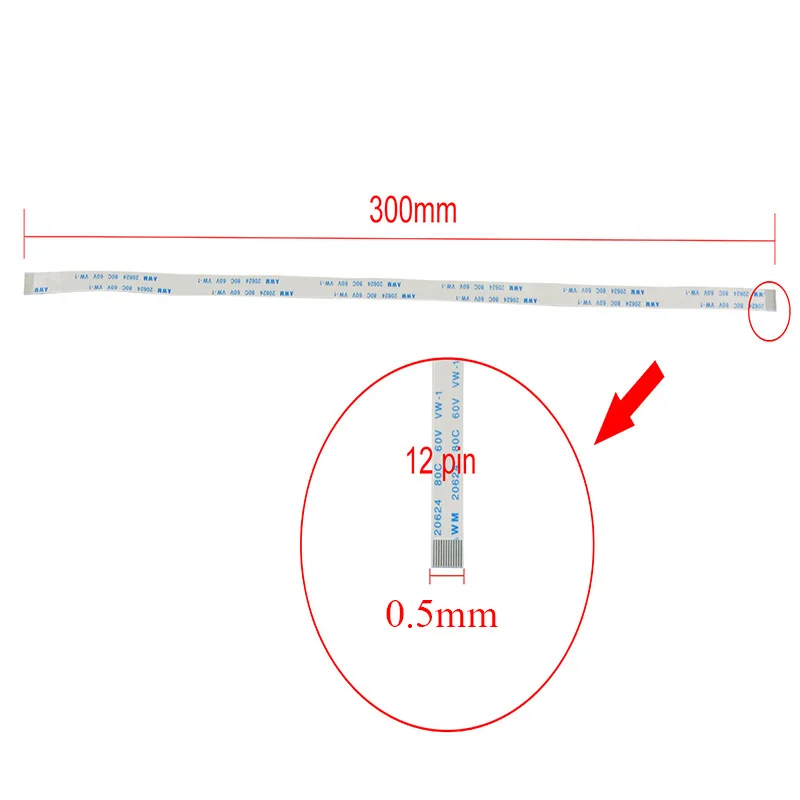 

FFC Cable 12 pin 0.5mm Pitch 30cm 300mm long Same Side FFC Cables 12pins 1PCS