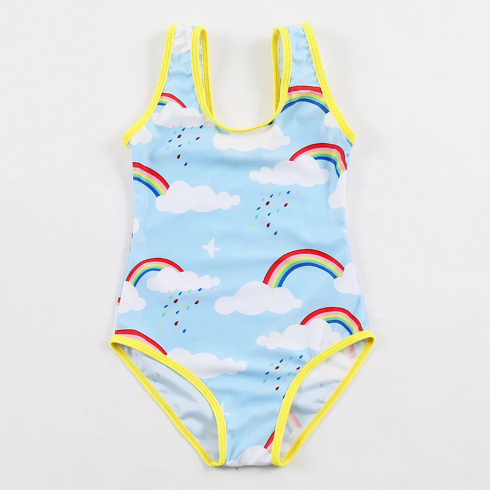 2018 Summer beach baby girl rainbow swimsuit one piece swimming set bathing Suit swimwear for