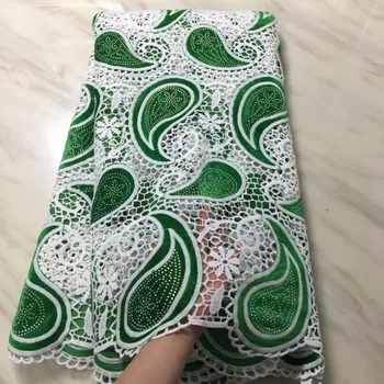 

Latest Yellow African Guipure Lace Fabric High Quality French Nigerian Net Lace Fabrics 5 yards For Party Wedding garment A858