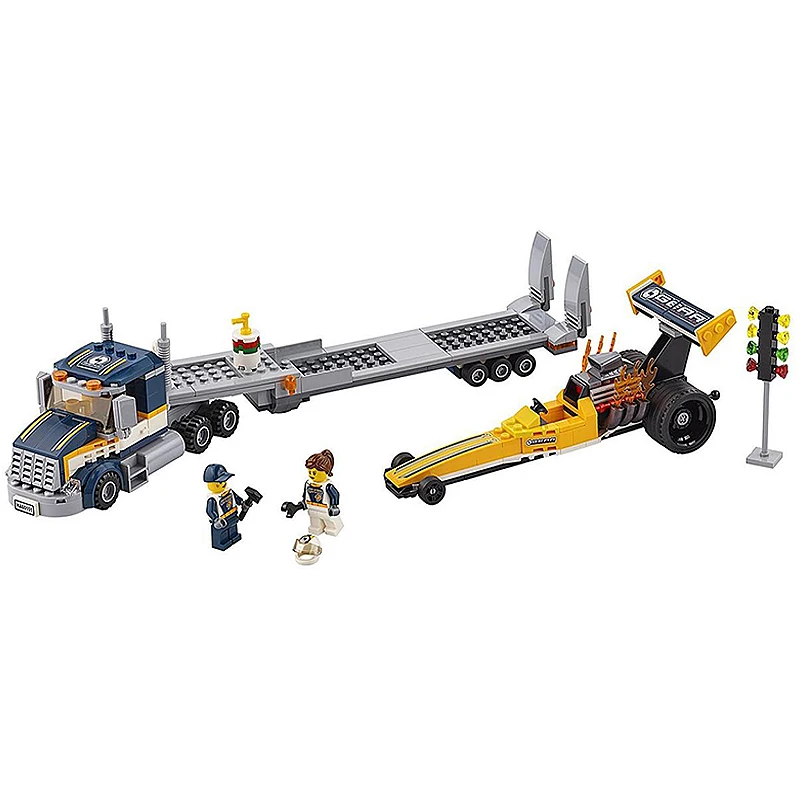 Legoing City Racing Car Dragster Transporter Model Racing player Figures Building Block Toy For Children Compatible City Legoing