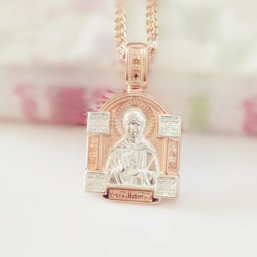 

New Traditional Pendants Rose Gold Color Pendant Women Men Jewelry Classic 2018 Metal Eastern Orthodox Necklace Pendant 32x19mm