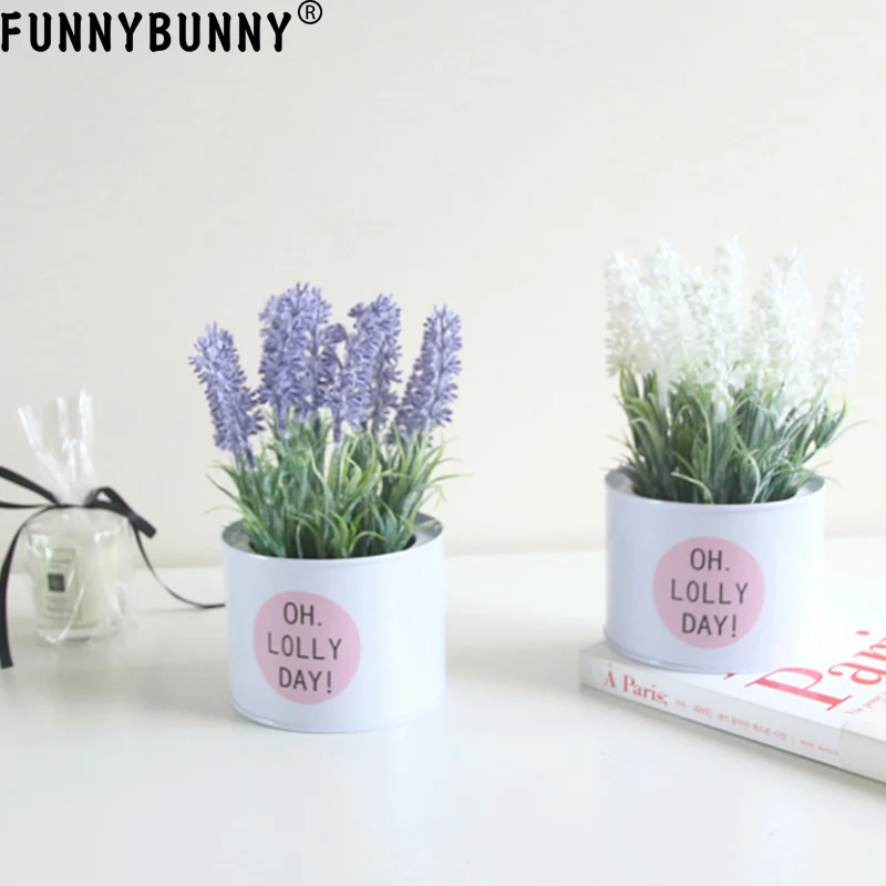FUNNYBUNNY разноцветные искусственные цветочные РАСТЕНИЯ лаванды в белых