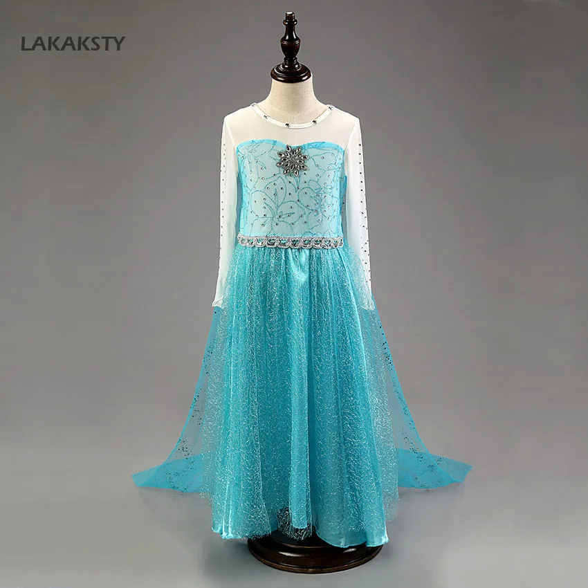 

LAKAKSTY Children's Girls Party Dress Snow Queen Elsa Costume Baby Cosplay Dresses For Halloween And Christmas Kids Jurk Meisje
