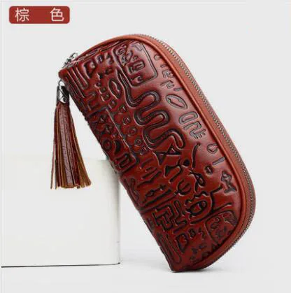 Brown NAISIBAO новые роскошные женские сумки из натуральной кожи модные превосходные женские кошельки из воловьей кожи клатч женские кожаные кошельки - Цвет: Brown