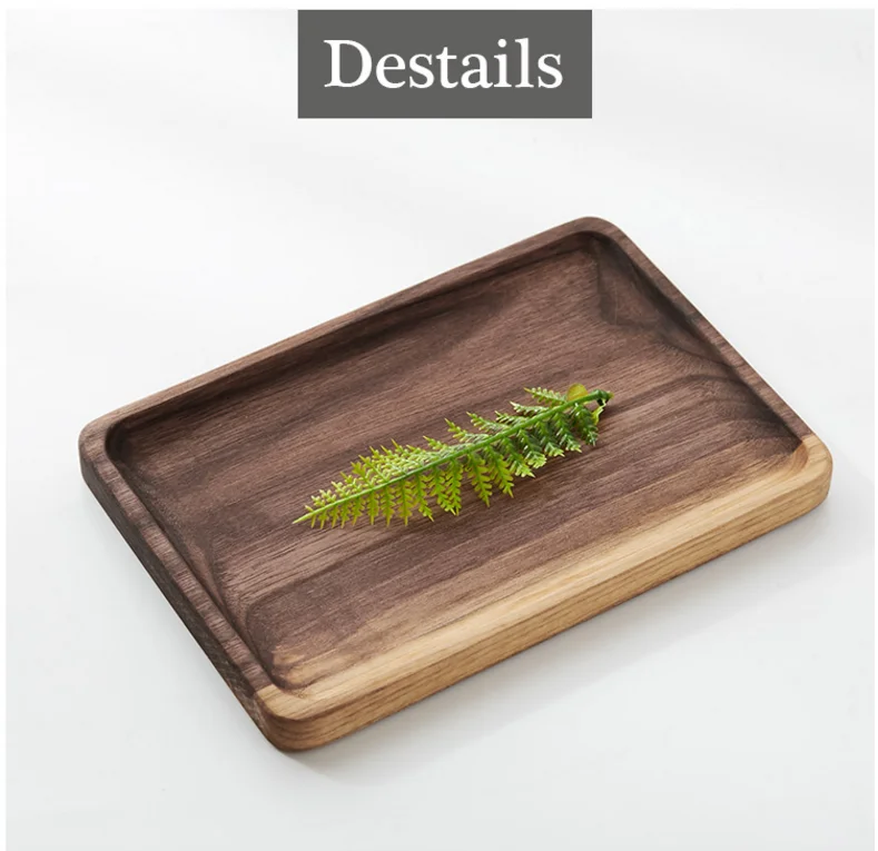 Direct selling high-end black walnut wooden plate rectangular wooden tea tray dessert dessert cake sushi steak bamboo tray