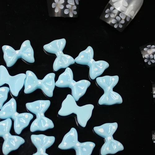 200 шт 10x12 мм милые украшения для ногтей с бабочкой модные банты для маникюра с точками