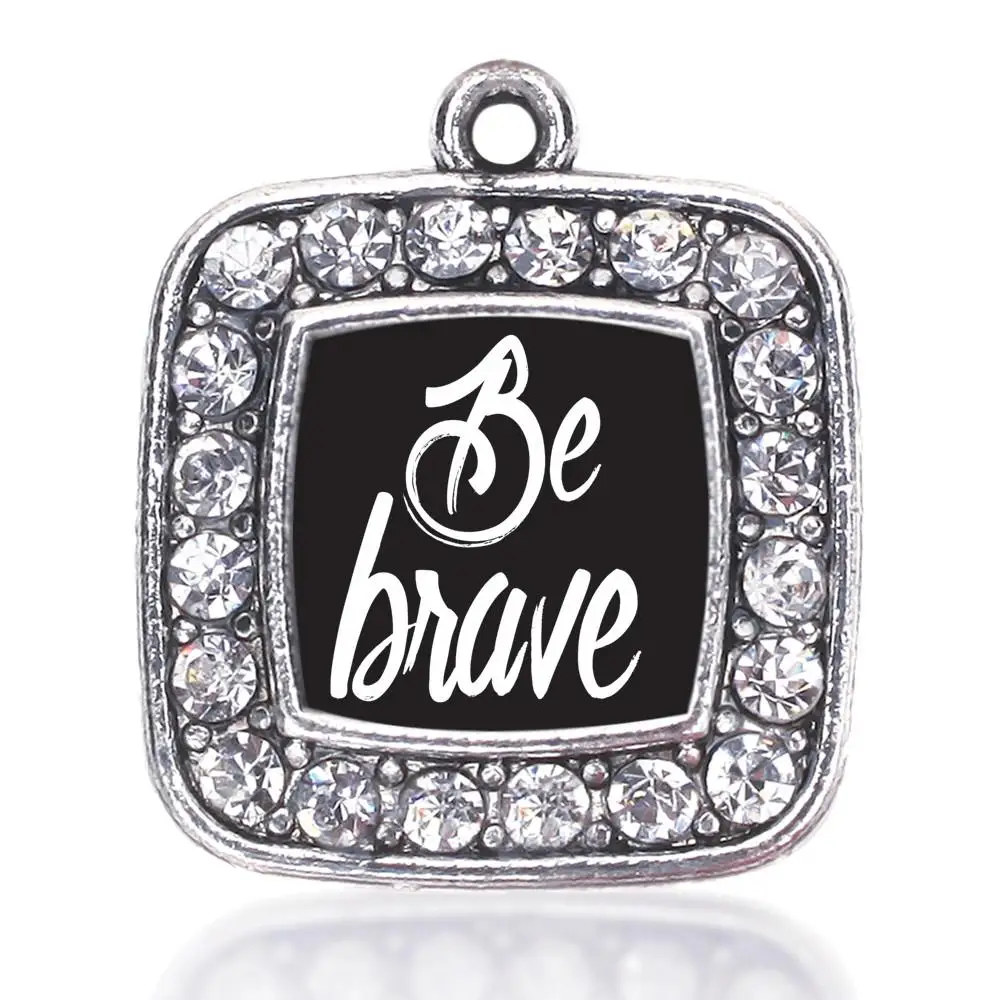 

BE BRAVE SQUARE CHARM ANTIQUE SILVER PLATED JEWELRY